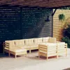9-tlg. Garten-Lounge-Set mit Creme Kissen Massivholz Kiefer Produktbild-Vorschau 2