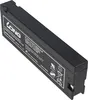 A black rechargeable battery with labels and markings. Podgląd zdjęcia produktu