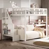 A child's bedroom with a white loft bed, a sofa underneath, and a desk. Náhľad obrázku produktu