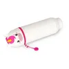 A white silicone pencil case shaped like a unicorn, lying on a white background. Produktbild-Vorschau