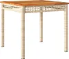 vidaXL Table de jardin beige 80x80x75 cm Poly rotin acacia Voir les images du produit 1