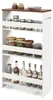 A white and brown multi-shelf rolling cart filled with various jars and bottles. Podgląd zdjęcia produktu
