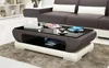 Designer Couchtisch Polster Tisch Leder Glas Moderner Voir les images du produit 3
