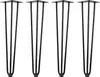 Four black metal table legs with three prongs each, arranged in a row against a white background. Produktbild-Vorschau