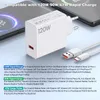 A white 120W fast charger and its USB-C cable are shown on a light gray and white background, with two smartphones partially visible in the background. Produktbild-Vorschau