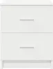 A front view of a white two-drawer nightstand on a white background. Produktbild-Vorschau
