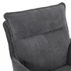 A close-up view of the headrest and upper backrest of a dark gray fabric office chair. Produktbild-Vorschau