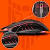 A gaming mouse with red lighting and a cracked pattern, shown from the side with close-up insets of the buttons. Podgląd zdjęcia produktu