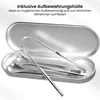 A set of tongue scrapers in a metal case. Produktbild-Vorschau