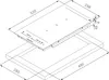 Diagram showing the dimensions of an induction cooktop and its installation cutout. Produktbild-Vorschau