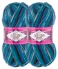 2 x 100g Sockenwolle Superwash Comfort 4-fädig schwarz blau creme Produktbild-Vorschau