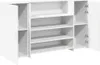 An open white cabinet with multiple shelves. Produktbild-Vorschau
