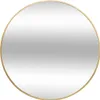 A round mirror with a gold metal frame against a white background. Produktbild-Vorschau