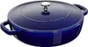 A dark blue Staub cast iron pot with a lid and a silver knob on a white background. Podgląd zdjęcia produktu