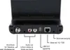 The back panel of a black electronic device, showing various ports and labels. Podgląd zdjęcia produktu
