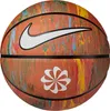 A close-up view of a basketball with a colorful, marbled design and Nike logos. Produktbild-Vorschau