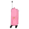 A pink children's trolley with an extendable handle and wheels, shown from the side against a white background. Anteprima dell’immagine prodotto