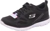 A black Skechers sports shoe with a white sole is shown against a white background. Produktbild-Vorschau