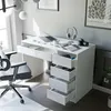 Bureau avec tiroirs BELLA blanc brillant 110x77x55 Table de Voir les images du produit 5