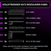 A diagram showing a set of modular cables with quantities and names. Produktbild-Vorschau