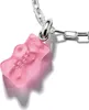 A close-up shot of a pink gummy bear charm attached to a silver chain. Anteprima dell’immagine prodotto