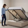 LED Lit rembourré 'Tröstiar' avec coffre de lit Lin 140 x Voir les images du produit 5