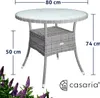 CASARIA® Tavolo Rotondo da Giardino Polyrattan Ø 80 Piano Anteprima dell’immagine prodotto 3