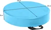 A light blue round cushion with measurement lines and text indicating dimensions. Podgląd zdjęcia produktu
