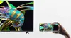 A TV screen and a smartphone displaying the same image of a chameleon. Voir les images du produit