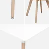 Close-up shots of a white rectangular dining table and chair legs. Anteprima dell’immagine prodotto