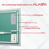 Diagram showing the construction of a mirror with LED lighting. Produktbild-Vorschau