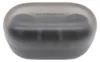 A pair of black wireless earbuds inside a translucent gray charging case. Voir les images du produit