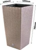 A tall, square planter with a woven texture, shown with dimensions indicated by arrows and text. Náhľad obrázku produktu