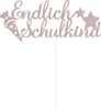 Oblique Unique Endlich Schulkind Torten Topper Glitzernd Produktbild-Vorschau 1