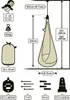 Diagram showing dimensions and installation instructions for a hanging chair. Anteprima dell’immagine prodotto