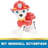 A toy dog action figure, Marshall from PAW Patrol, is shown in a studio shot against a white background. Text indicating 'MIT MARSHALL ACTIONFIGUR' is present at the bottom. Produktbild-Vorschau