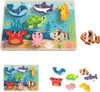 TOOKY TOY Montessori-Holzpuzzle Meereswelt Fisch Produktbild-Vorschau 1