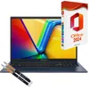 A laptop computer with a software box and pens. Produktbild-Vorschau