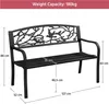 A diagram showing the dimensions of a black metal garden bench. Produktbild-Vorschau