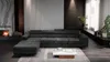 A modern living room with a large sectional sofa, fireplace, and coffee table. Produktbild-Vorschau