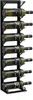 A black metal wine rack holding eight bottles of white wine, mounted on a white background. Náhled obrázku produktu