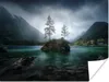 MuchoWow® Poster Kleine Insel im Fjord mit dunklen Wolken Produktbild-Vorschau 1