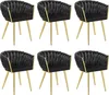 A set of six black velvet dining chairs with gold legs, arranged in two rows of three. Náhled obrázku produktu