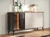 A modern sideboard with glass doors and a textured front panel, displayed in a well-lit room. Anteprima dell’immagine prodotto