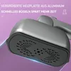 A close-up, angled view of the sole plate of a handheld garment steamer, against a gradient background. Produktbild-Vorschau