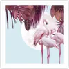 Poster - Poster ohne Rahmen - Flamingos Palmen Mond - 60x60 Produktbild-Vorschau 1