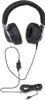 A pair of black over-ear headphones with a coiled cable and an inline volume control. Podgląd zdjęcia produktu