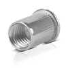 A close-up studio shot of a metal rivet nut against a white background. Voir les images du produit