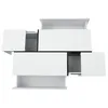 A white, modern coffee table with multiple drawers and a sliding top, shown from a top-down perspective against a white background. Voir les images du produit
