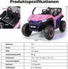 A pink electric ride-on car with specifications listed below. Produktbild-Vorschau